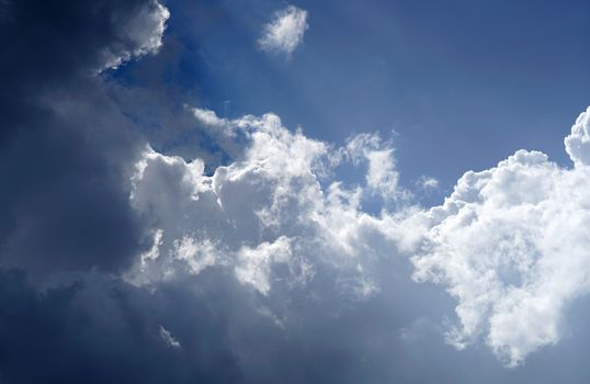 nature background, blue sky with clouds close-up