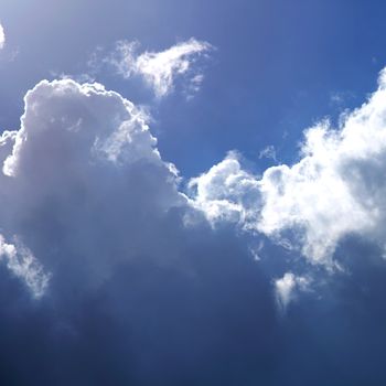 nature background, blue sky with clouds close-up