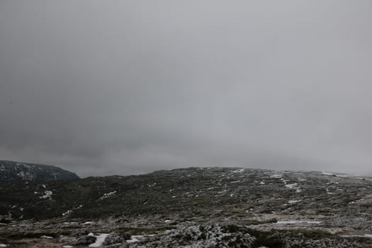View from a snow mountain in Portugal right before a snow started