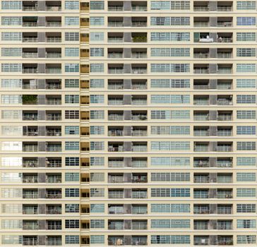 Structure of condominium and residence in urban use as background.