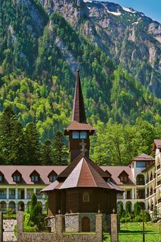 Caraiman Monastery Church at the Foot of the Bucegi Mountains 