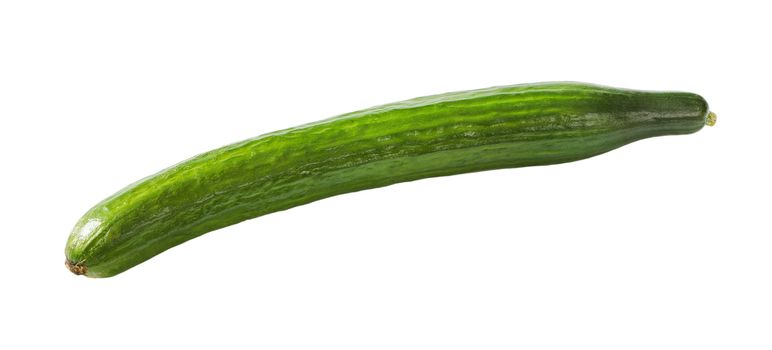 single long cucumber on white background