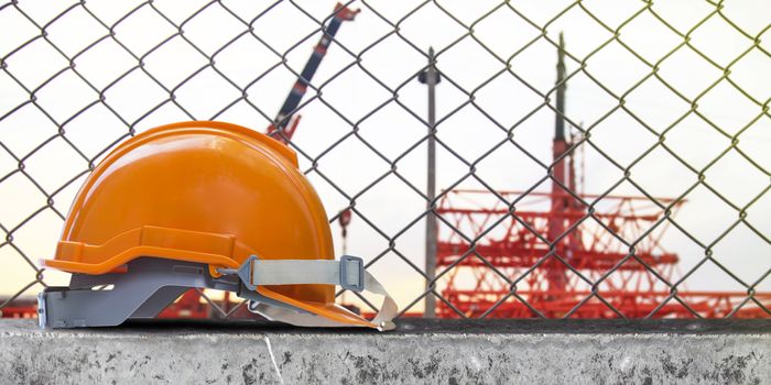 Construction helmet on Construction site