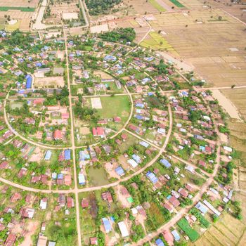 Aerial view of the village in a circle