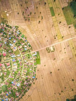 Aerial view of the village in a circle