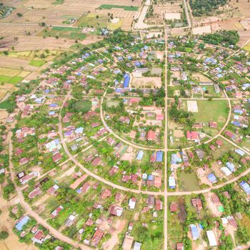 Aerial view of the village in a circle