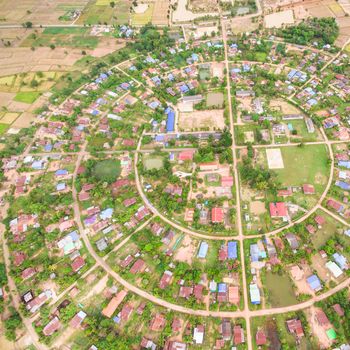 Aerial view of the village in a circle