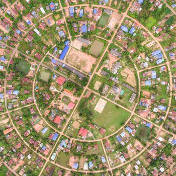 Aerial view of the village in a circle