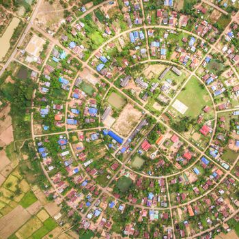 Aerial view of the village in a circle