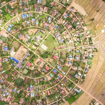 Aerial view of the village in a circle