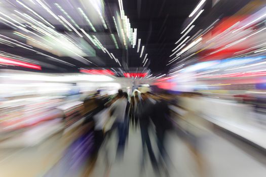 Blur image background of people in exhibition show