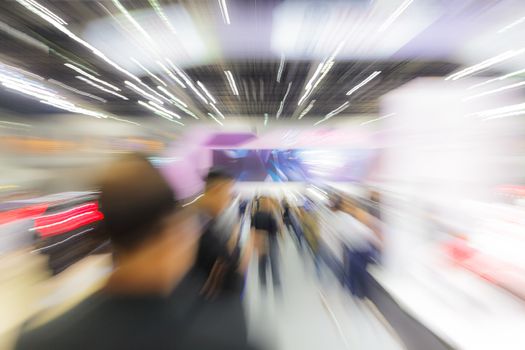 Blur image background of people in exhibition show