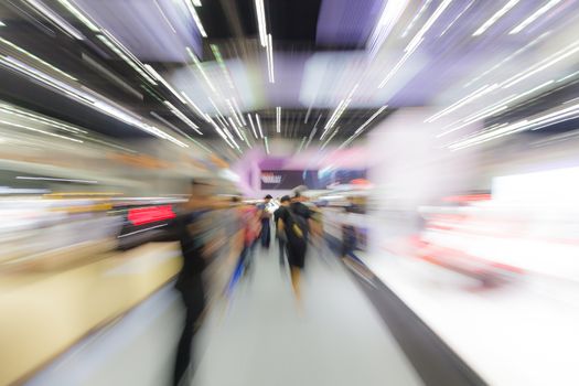 Blur image background of people in exhibition show