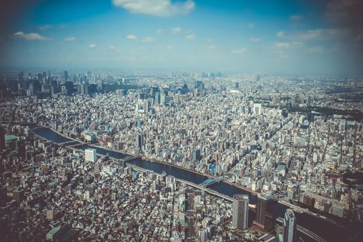 Tokyo city skyline panorama aerial view, Japan