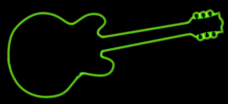 Green neon style guitar outline on black