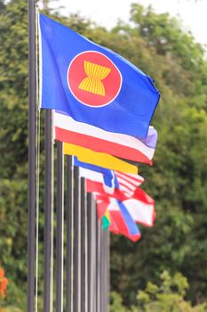 ASEAN Economic Community flags, southeast asia countries