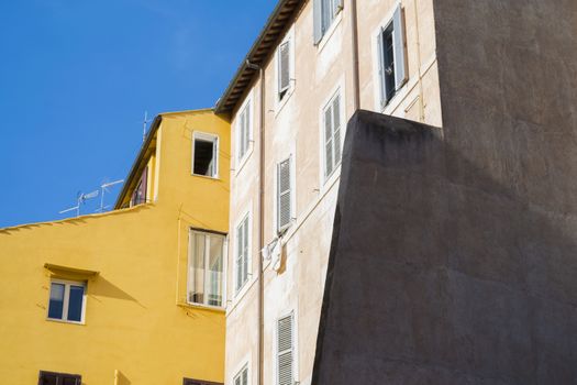 old buildings in Rome with linear perspective