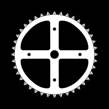 The front gearing cog of a bicycle On A black background