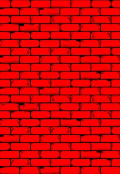 A bright red brick wall with showing some damage as a background