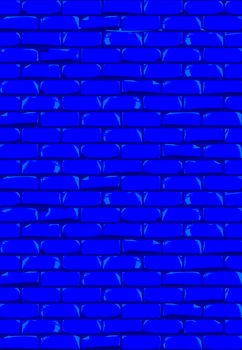 A bright blue brick wall with showing some damage as a background