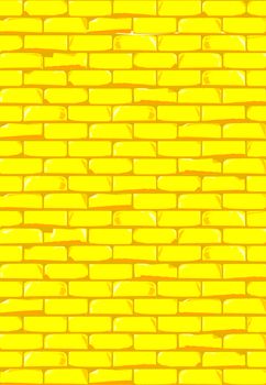 A bright yellow brick wall with showing some damage as a background