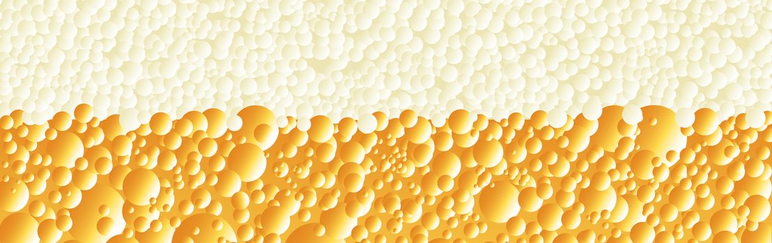 Bubbles and froth on a fizzy drink as a wide banner