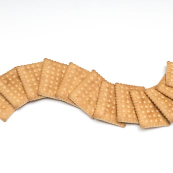 Some dry biscuits on a white surface