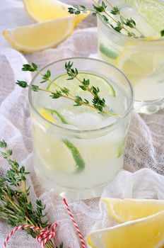 cocktail on the basis of gin, lemon juice or lime juice and notes of thyme. Pamper yourself with a refreshing cocktail on a summer day.