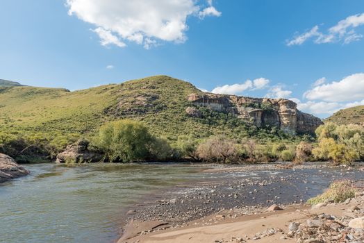 The river landscape at the Karmelkspruit Resort near Lady Grey in the Eastern Cape Province