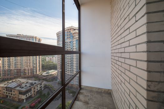 Small balcony interior in modern apartment building