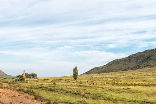 The ruin of the Melk (milk) railway station on the first railway reverse near Lady Grey in the Eastern Cape Province of South Africa