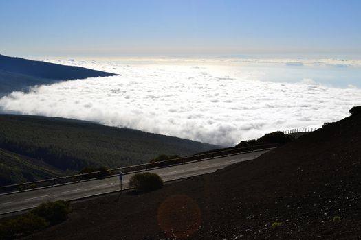 Road above the clouds, Teide National Park, Tenerife, Canary Islands, Spain