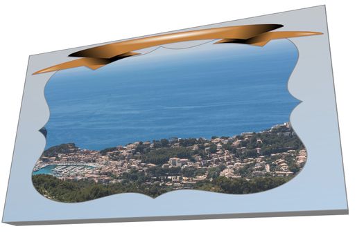 Postcard in 3D from Puerto de Soller in the mountains of the Serra de Tramuntana