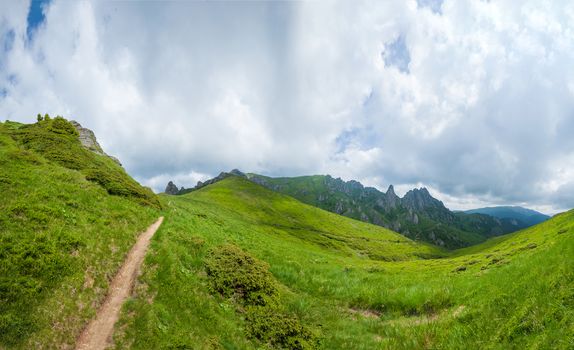 Panoramic view of Mount Ciucas on summer, part of the Carpathian Range from Romania