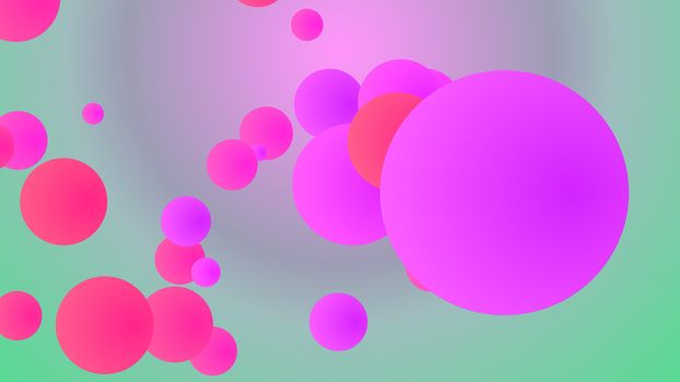 An exciting 3d rendering of spinning big and small squares of pink, violet, red colors entertaining cheerfully in light blue and violet background. They look jolly