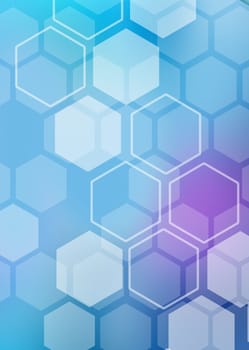 Abstract colorful background of hexagonal shapes of different sizes.