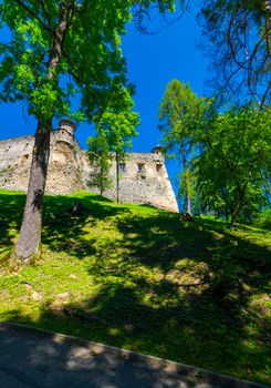 Stara Lubovna Castle of Slovakia on the hillside. beautiful medieval architecture. popular tourist attraction. lovely summer scenery