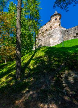 Stara Lubovna Castle of Slovakia on the hillside. beautiful medieval architecture. popular tourist attraction. lovely summer scenery