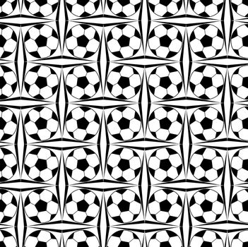 Digital computer graphic - seamless pattern with soccer ball image in a black - white colors for design. The Author - Peshkareva Irina