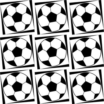 Digital computer graphic - seamless pattern with soccer ball image in a black - white colors for design. The Author - Peshkareva Irina