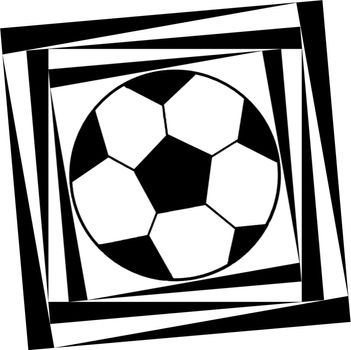 Digital computer graphic - dynamic image of a soccer ball in black and white colors. The Author - Peshkareva Irina