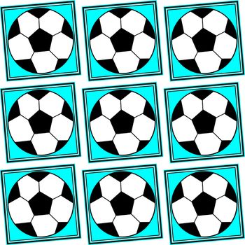Digital computer graphic - seamless pattern with soccer ball image in a brigt colors for design. The Author - Peshkareva Irina