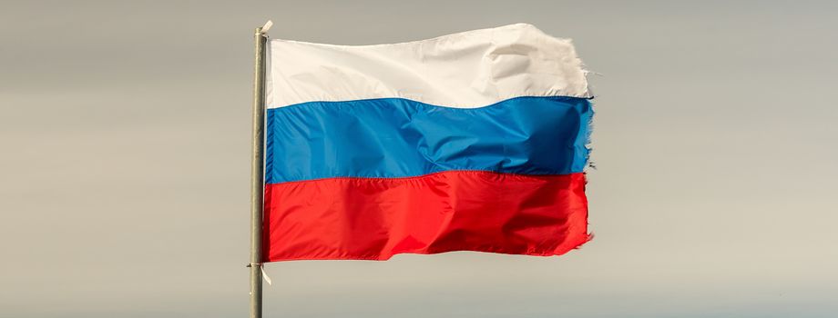 The flag of the Russian Federation waving in the wind