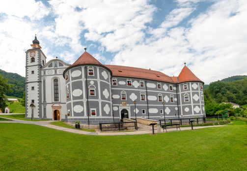 Monastery in Olimje with surroundings, Podcetrtek, Slovenia with old Pharmacy, today run by the Order of the Friars Minor, Minoritan