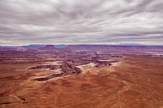 View over the Green River Valley from the Canyonlands National Park, Utah. United States of America.