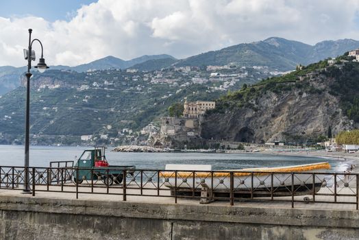 view of Maiori on the Amalfi coast in Campania, Italy