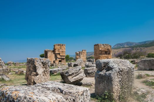 photo of ancient city Hierapolis, near modern turkey city Denizli, Turkey