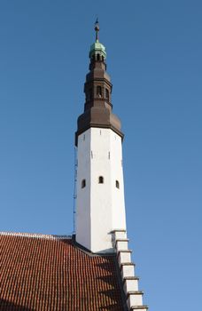 Church of the Holy Spirit, or Church of the Holy Ghost - octagonal tower of the medieval Lutheran church in Tallinn, Estonia. 