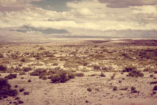 Uyuni desert landscape in Bolivia.Vintage effect
