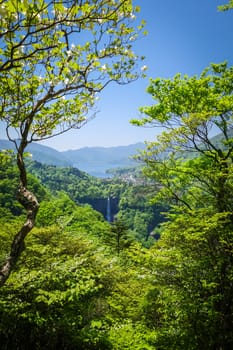 Kegon falls and Chuzenji lake landscape, Nikko, Japan